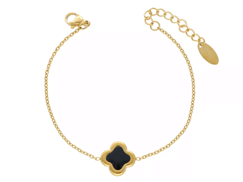 jaka biżuteria do czerwonej sukienki – bransoletka ze stali chirurgicznej jaka biżuteria do czerwonej sukienki – bransoletka z koniczynką